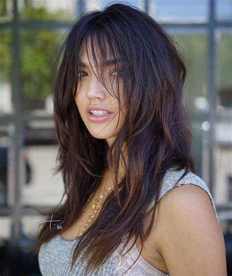 Medium <strong>long hair</strong> holds this style best as length is necessary to let v-cut <strong>layers</strong> shine. . Long brown hair with layers
